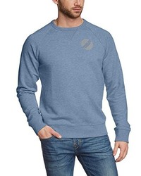blauer Pullover mit einem Rundhalsausschnitt
