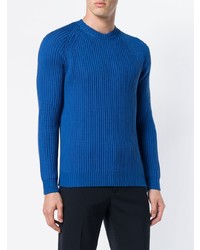 blauer Pullover mit einem Rundhalsausschnitt von Roberto Collina