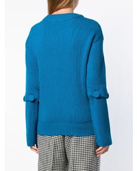 blauer Pullover mit einem Rundhalsausschnitt von Maison Flaneur