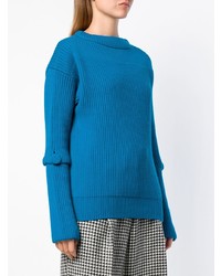 blauer Pullover mit einem Rundhalsausschnitt von Maison Flaneur