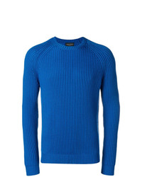 blauer Pullover mit einem Rundhalsausschnitt von Roberto Collina