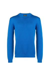blauer Pullover mit einem Rundhalsausschnitt von Roberto Collina