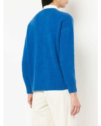 blauer Pullover mit einem Rundhalsausschnitt von Coohem