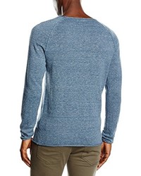 blauer Pullover mit einem Rundhalsausschnitt von Selected Homme