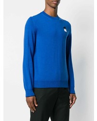 blauer Pullover mit einem Rundhalsausschnitt von Alexander McQueen