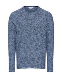 blauer Pullover mit einem Rundhalsausschnitt von Solid