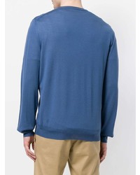 blauer Pullover mit einem Rundhalsausschnitt von Salvatore Ferragamo