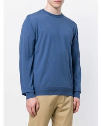 blauer Pullover mit einem Rundhalsausschnitt von Salvatore Ferragamo