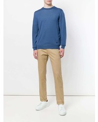 blauer Pullover mit einem Rundhalsausschnitt von Salvatore Ferragamo