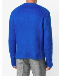 blauer Pullover mit einem Rundhalsausschnitt von Paura