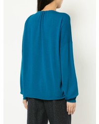 blauer Pullover mit einem Rundhalsausschnitt von Tibi