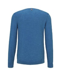 blauer Pullover mit einem Rundhalsausschnitt von Tom Tailor