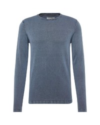 blauer Pullover mit einem Rundhalsausschnitt von Tom Tailor Denim