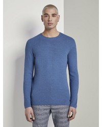 blauer Pullover mit einem Rundhalsausschnitt von Tom Tailor Denim