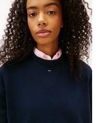 blauer Pullover mit einem Rundhalsausschnitt von Tommy Jeans