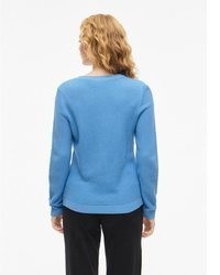 blauer Pullover mit einem Rundhalsausschnitt von Vila