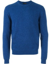 blauer Pullover mit einem Rundhalsausschnitt von Z Zegna