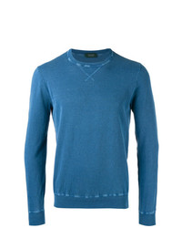 blauer Pullover mit einem Rundhalsausschnitt von Zanone