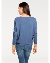 blauer Pullover mit einem V-Ausschnitt von ASHLEY BROOKE by Heine
