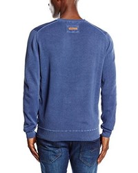 blauer Pullover mit einem V-Ausschnitt von camel active