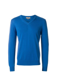 blauer Pullover mit einem V-Ausschnitt von Canali