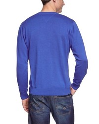 blauer Pullover mit einem V-Ausschnitt von Casamoda