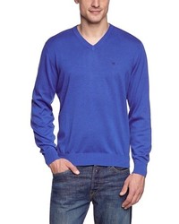 blauer Pullover mit einem V-Ausschnitt von Casamoda
