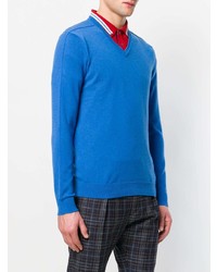 blauer Pullover mit einem V-Ausschnitt von Pringle Of Scotland