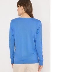 blauer Pullover mit einem V-Ausschnitt von Cecil