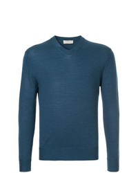 blauer Pullover mit einem V-Ausschnitt von Cerruti 1881