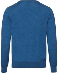 blauer Pullover mit einem V-Ausschnitt von COMMANDER