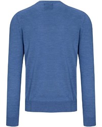 blauer Pullover mit einem V-Ausschnitt von COMMANDER