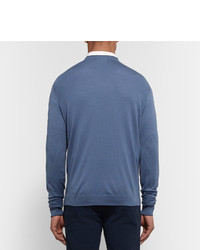 blauer Pullover mit einem V-Ausschnitt von Loro Piana