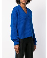 blauer Pullover mit einem V-Ausschnitt von Maison Margiela
