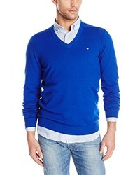 blauer Pullover mit einem V-Ausschnitt von Diesel