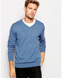 blauer Pullover mit einem V-Ausschnitt von Esprit