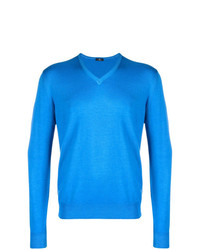 blauer Pullover mit einem V-Ausschnitt von Fay