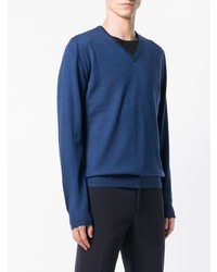 blauer Pullover mit einem V-Ausschnitt von Tagliatore