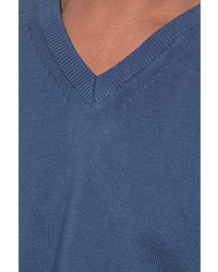 blauer Pullover mit einem V-Ausschnitt von FIOCEO