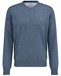 blauer Pullover mit einem V-Ausschnitt von Fynch Hatton