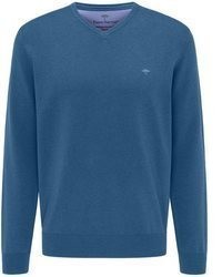 blauer Pullover mit einem V-Ausschnitt von Fynch Hatton
