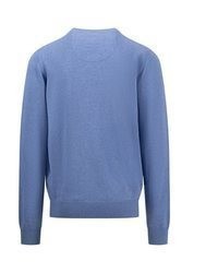 blauer Pullover mit einem V-Ausschnitt von Fynch Hatton