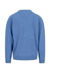 blauer Pullover mit einem V-Ausschnitt von Fynch Hatton