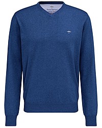 blauer Pullover mit einem V-Ausschnitt von Fynch Hatton