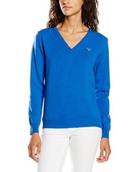 blauer Pullover mit einem V-Ausschnitt von GANT