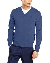 blauer Pullover mit einem V-Ausschnitt von Gant