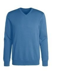 blauer Pullover mit einem V-Ausschnitt von H.I.S