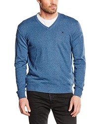 blauer Pullover mit einem V-Ausschnitt von Hackett London