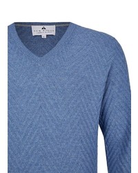 blauer Pullover mit einem V-Ausschnitt von Hajo