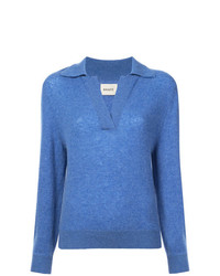 blauer Pullover mit einem V-Ausschnitt von Khaite